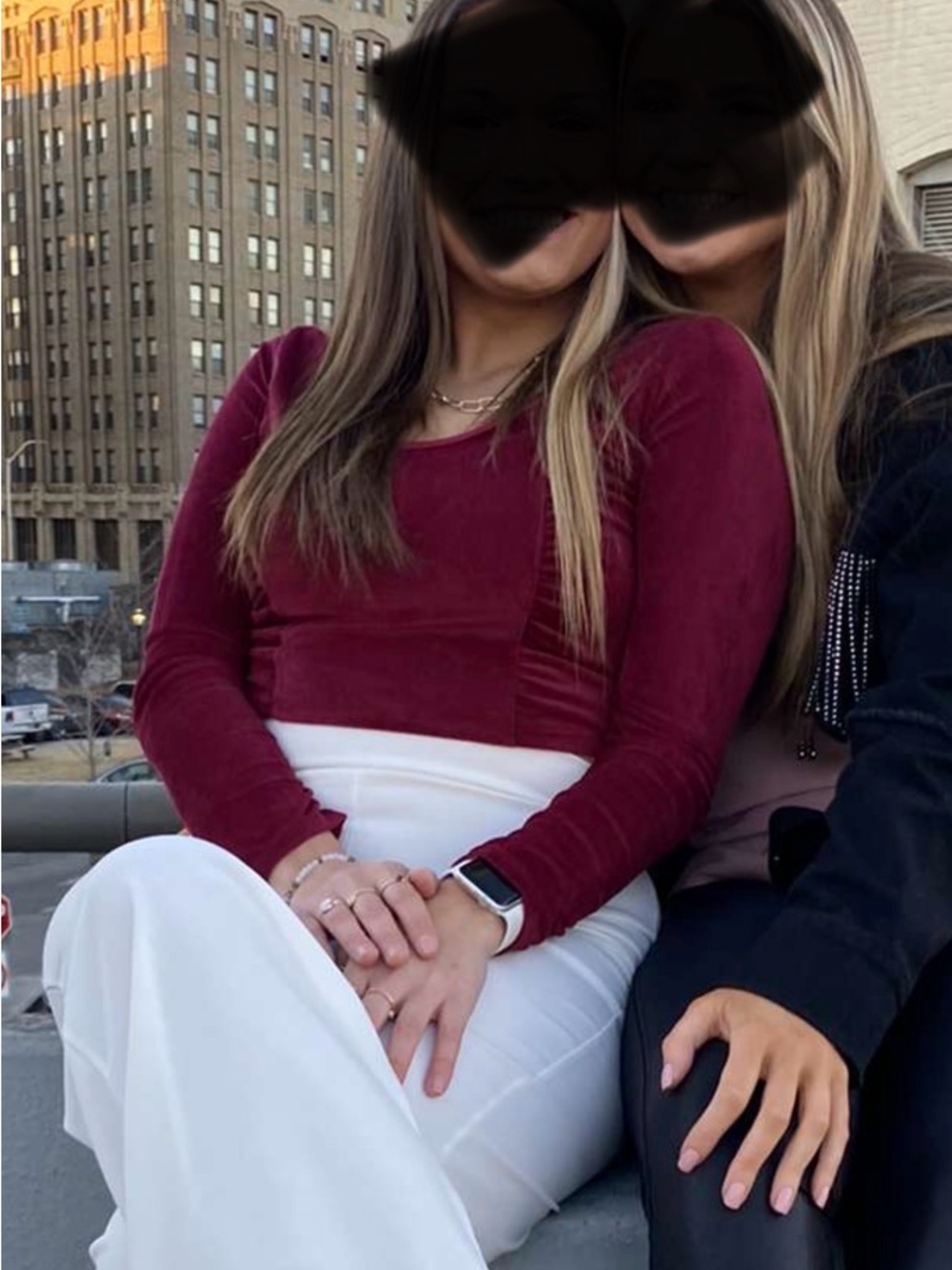 Altar'd State Maroon Long Sleeve Top